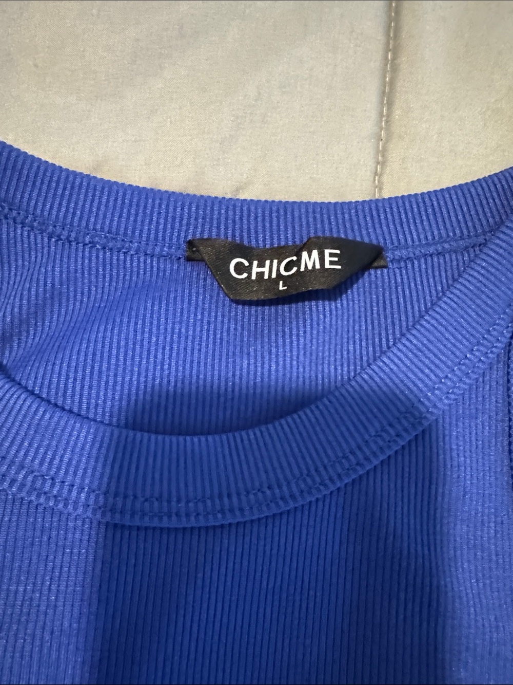 Royal Blue Ribbed High-Neck Tank - Picture 2 of 2
